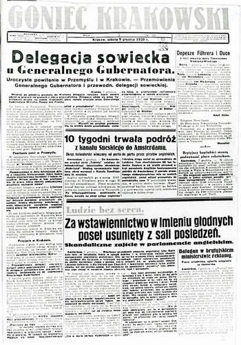 W 1939 roku na pierwszych stronach gazet informowano o współpracy niemiecko-sowieckiej.