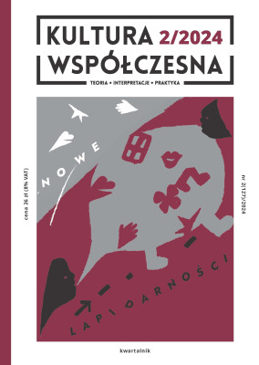 Okładka przedstawiająca symbole, dymki, buźki w kolorach bordowym i szarym